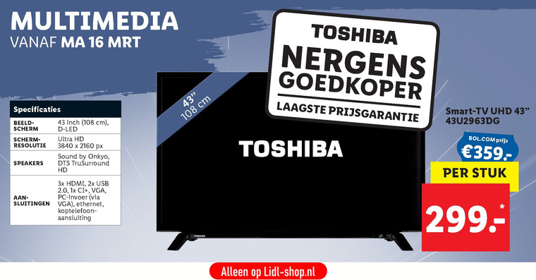 Toshiba   4k ultrahd televisies folder aanbieding bij  Lidl - details