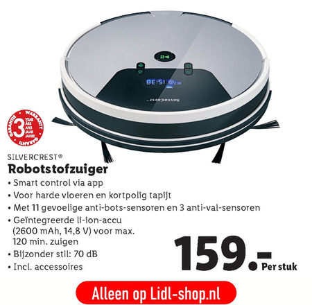 maat Missend Willen SilverCrest robotstofzuiger folder aanbieding bij Lidl - details