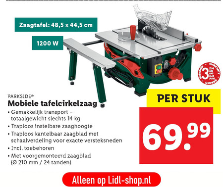 Uitgaan barbecue fantoom Parkside tafelcirkelzaag folder aanbieding bij Lidl - details