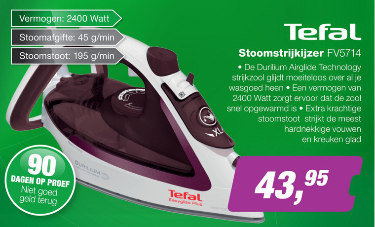 Tefal   stoomstrijkijzer folder aanbieding bij  EP Electronic Partner - details