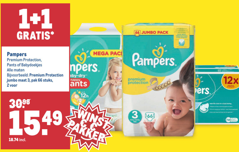 Pampers   luiers, luierbroekjes folder aanbieding bij  Makro - details