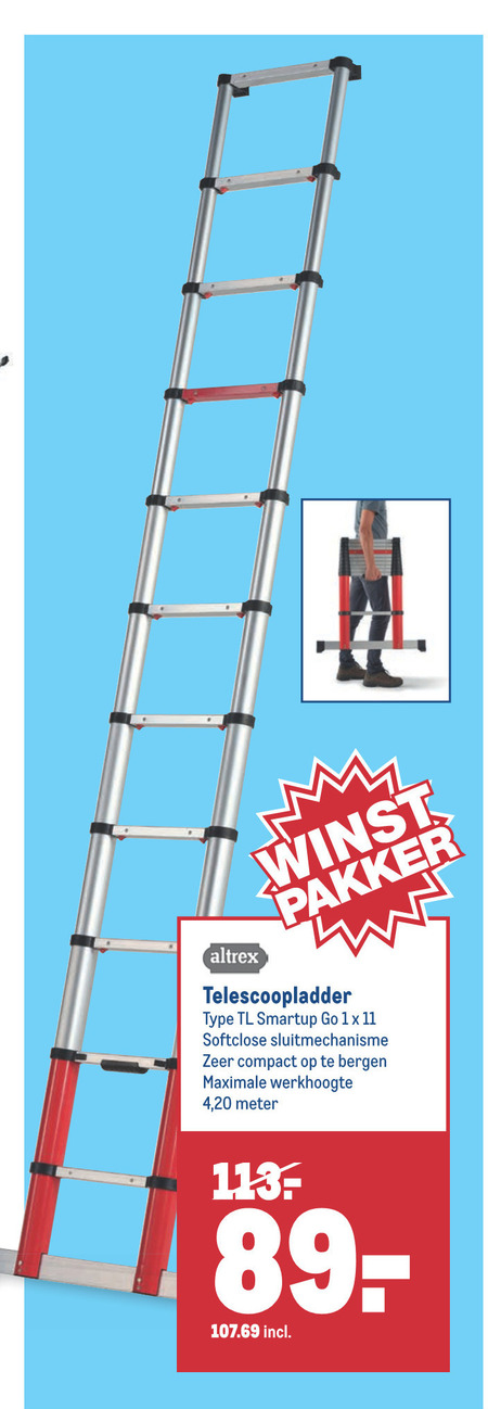 Altrex   telescoopladder folder aanbieding bij  Makro - details