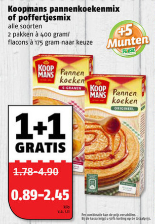 Koopmans   pannenkoekenmix, poffertjesmix folder aanbieding bij  Poiesz - details