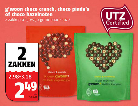 Gwoon   noten, chocoladepindas folder aanbieding bij  Poiesz - details