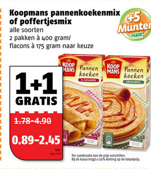 Koopmans   pannenkoekenmix, poffertjesmix folder aanbieding bij  Poiesz - details