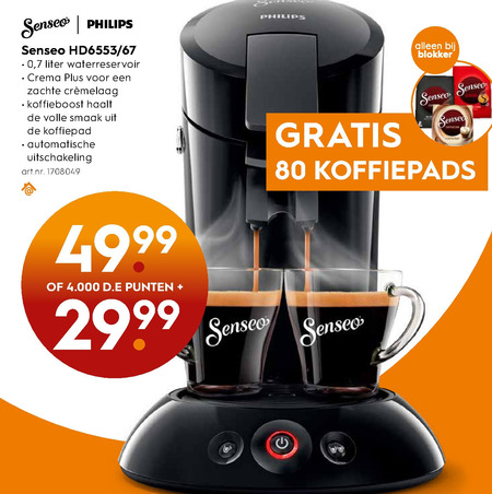 Philips   koffiepadmachine folder aanbieding bij  Blokker - details