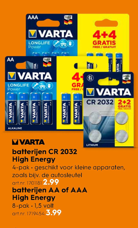 Varta   batterij folder aanbieding bij  Blokker - details