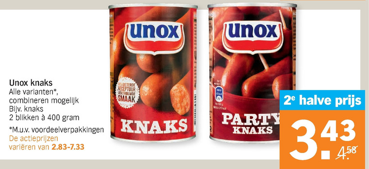 Unox   knakworst folder aanbieding bij  Albert Heijn - details