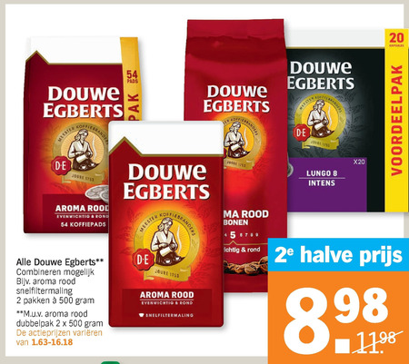 Douwe Egberts   oploskoffie, koffie folder aanbieding bij  Albert Heijn - details