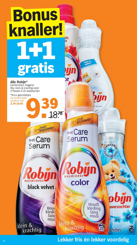 Robijn   wasverzachter, wasmiddel folder aanbieding bij  Albert Heijn - details