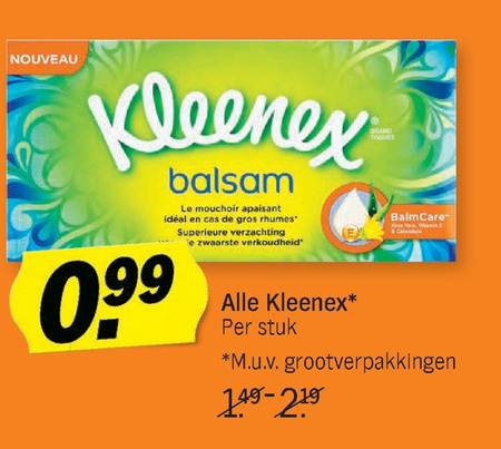 Kleenex   zakdoek, tissue folder aanbieding bij  Albert Heijn - details