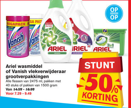 Ariel   wasmiddel, vlekkenverwijderaar folder aanbieding bij  Hoogvliet - details