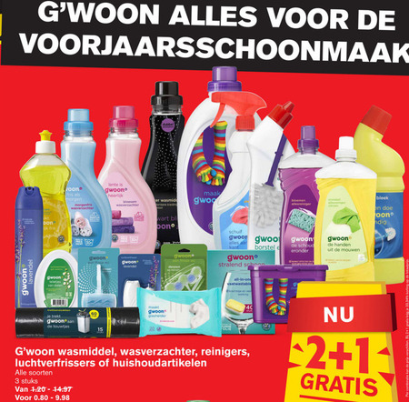 Gwoon   bleekmiddel, wasverzachter folder aanbieding bij  Hoogvliet - details