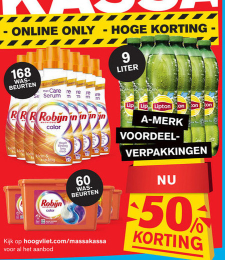 Robijn   wasmiddel, ice tea folder aanbieding bij  Hoogvliet - details