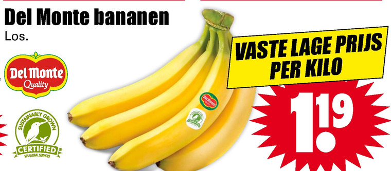 Del Monte   bananen folder aanbieding bij  Dirk - details