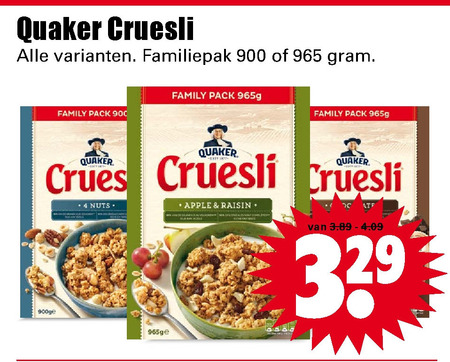 Quaker   cruesli folder aanbieding bij  Dirk - details