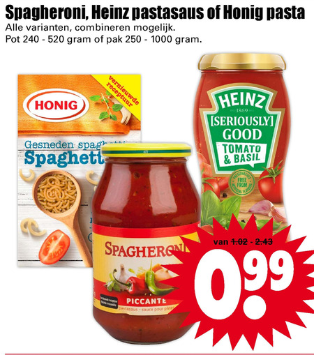 Honig   pastasaus, spaghetti folder aanbieding bij  Dirk - details