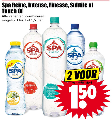 Spa   mineraalwater, fruitdrank folder aanbieding bij  Dirk - details