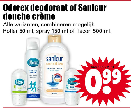 Odorex   deodorant, douchegel folder aanbieding bij  Dirk - details