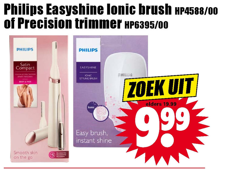 Philips   haarborstel, precisietrimmer folder aanbieding bij  Dirk - details