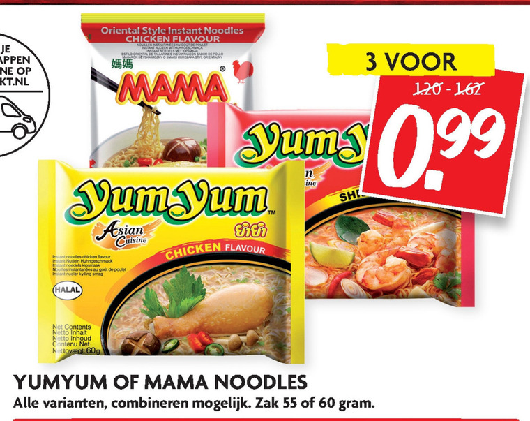 Yum Yum   noodles folder aanbieding bij  Dekamarkt - details