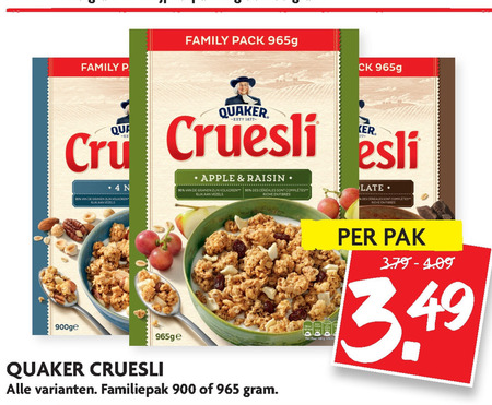 Quaker   cruesli folder aanbieding bij  Dekamarkt - details