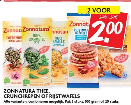 Zonnatura   thee, rijstwafels folder aanbieding bij  Dekamarkt - details