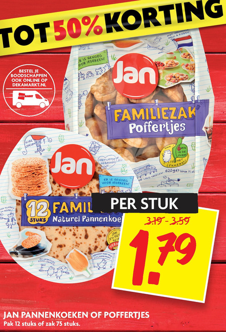 Jan   pannenkoek, poffertjes folder aanbieding bij  Dekamarkt - details