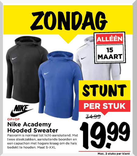 Nike   heren sweater folder aanbieding bij  Vomar - details