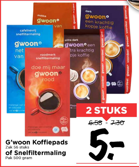 Gwoon   koffiepad, koffie folder aanbieding bij  Vomar - details