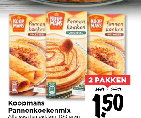 Koopmans   pannenkoekenmix folder aanbieding bij  Vomar - details