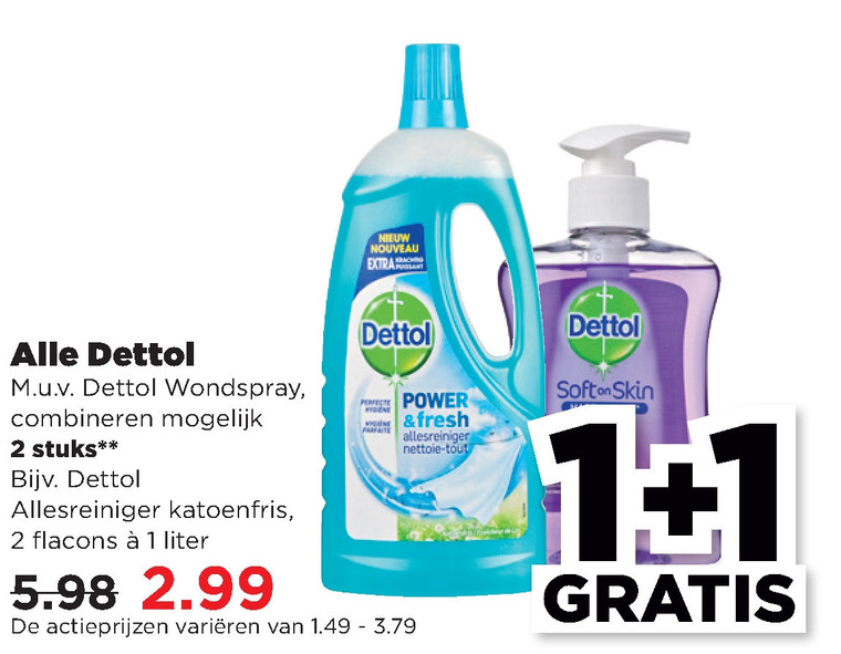 Dettol   vochtige schoonmaakdoekjes, allesreiniger folder aanbieding bij  Plus - details