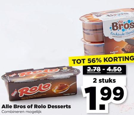 Rolo   toetje, chocolademousse folder aanbieding bij  Plus - details