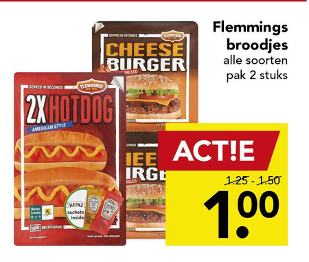 Flemmings   frikandelbroodjes, hamburger broodje folder aanbieding bij  Deen - details