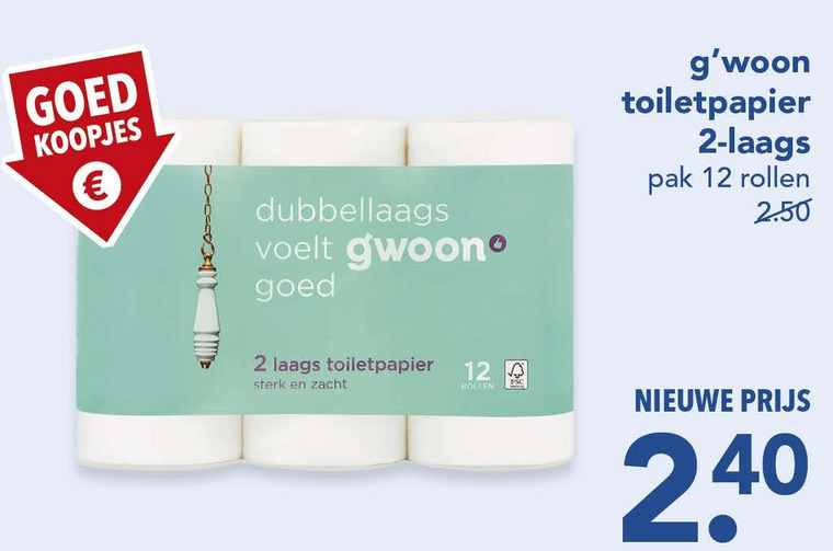 Gwoon   toiletpapier folder aanbieding bij  Deen - details