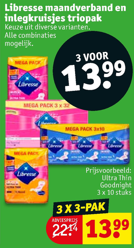 Libresse   maandverband, inlegkruisjes folder aanbieding bij  Kruidvat - details