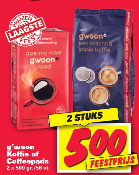 Gwoon   koffie, koffiepad folder aanbieding bij  Nettorama - details