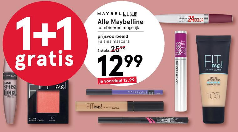 Maybelline   lipgloss, oogpotlood folder aanbieding bij  Etos - details