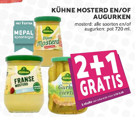 Kuhne   mosterd, augurken folder aanbieding bij  MCD Supermarkt Basis - details