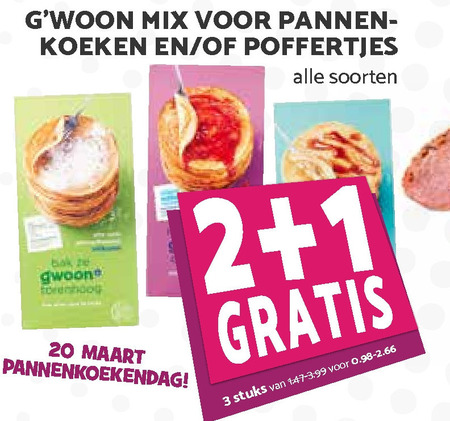 Gwoon   poffertjesmix, pannenkoekenmix folder aanbieding bij  Boons Markt - details