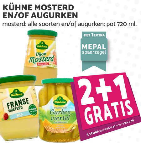 Kuhne   mosterd, augurken folder aanbieding bij  Boons Markt - details