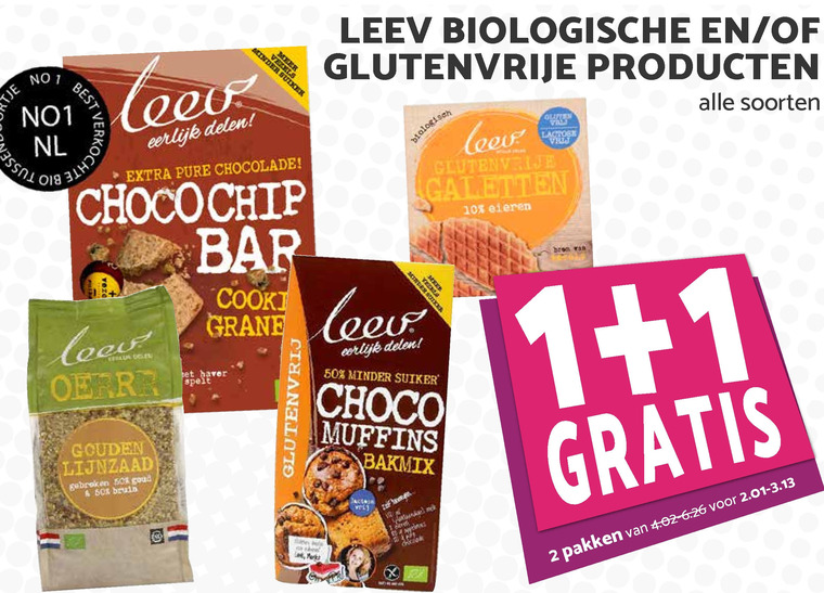 Leev   glutenvrijassortiment, bakmix folder aanbieding bij  Boons Markt - details