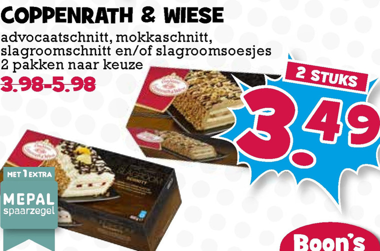 Coppenrath und Wiese   slagroomschnitte, mokkaschnitt folder aanbieding bij  Boons Markt - details