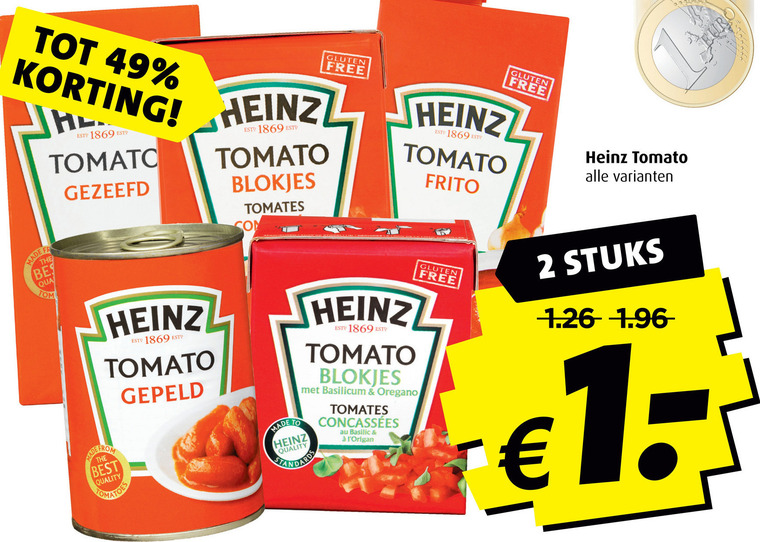 Heinz   tomatenpuree, tomatenblokjes folder aanbieding bij  Boni - details