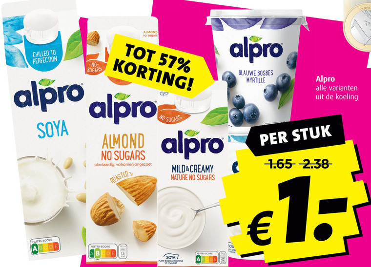 Alpro   soja yoghurt, soja melk folder aanbieding bij  Boni - details