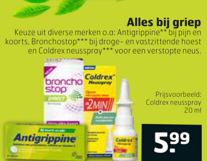 Antigrippine   neusspray, hoestsiroop folder aanbieding bij  Trekpleister - details