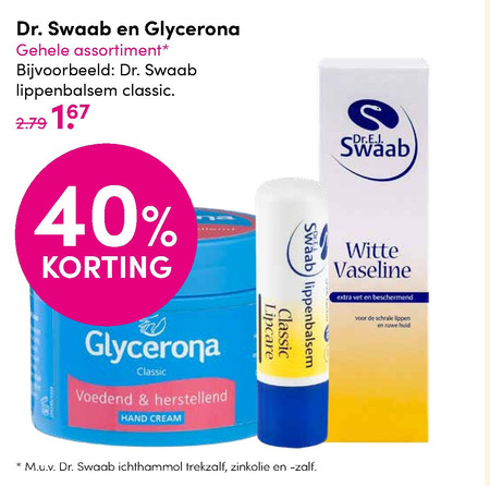 Dr Swaab   lippenbalsem, handcreme folder aanbieding bij  DA - details