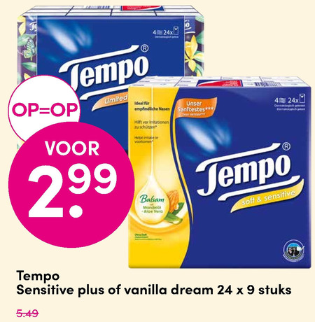 Tempo   zakdoek folder aanbieding bij  DA - details