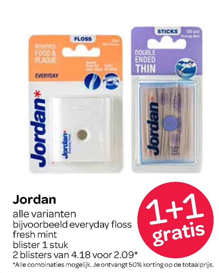 Jordan   flosdraad, tandenstokers folder aanbieding bij  Spar - details