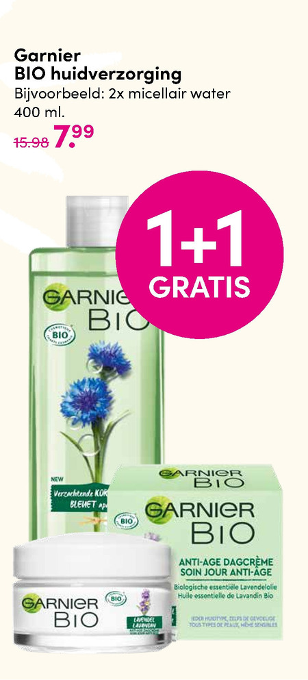 Garnier bio   nachtcreme, dagcreme folder aanbieding bij  D.I.O. Drogist - details